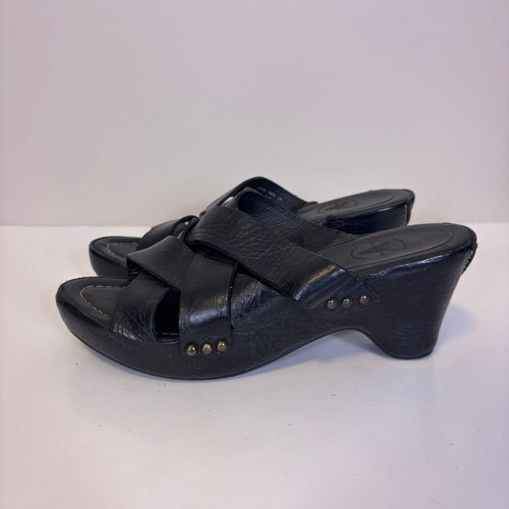 Frye‎ Black Leather Braided Top Low Heels 6.5